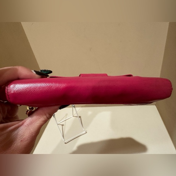 Prada Saffiano Pink Bow Snap Long Wallet - Picture 12 of 15